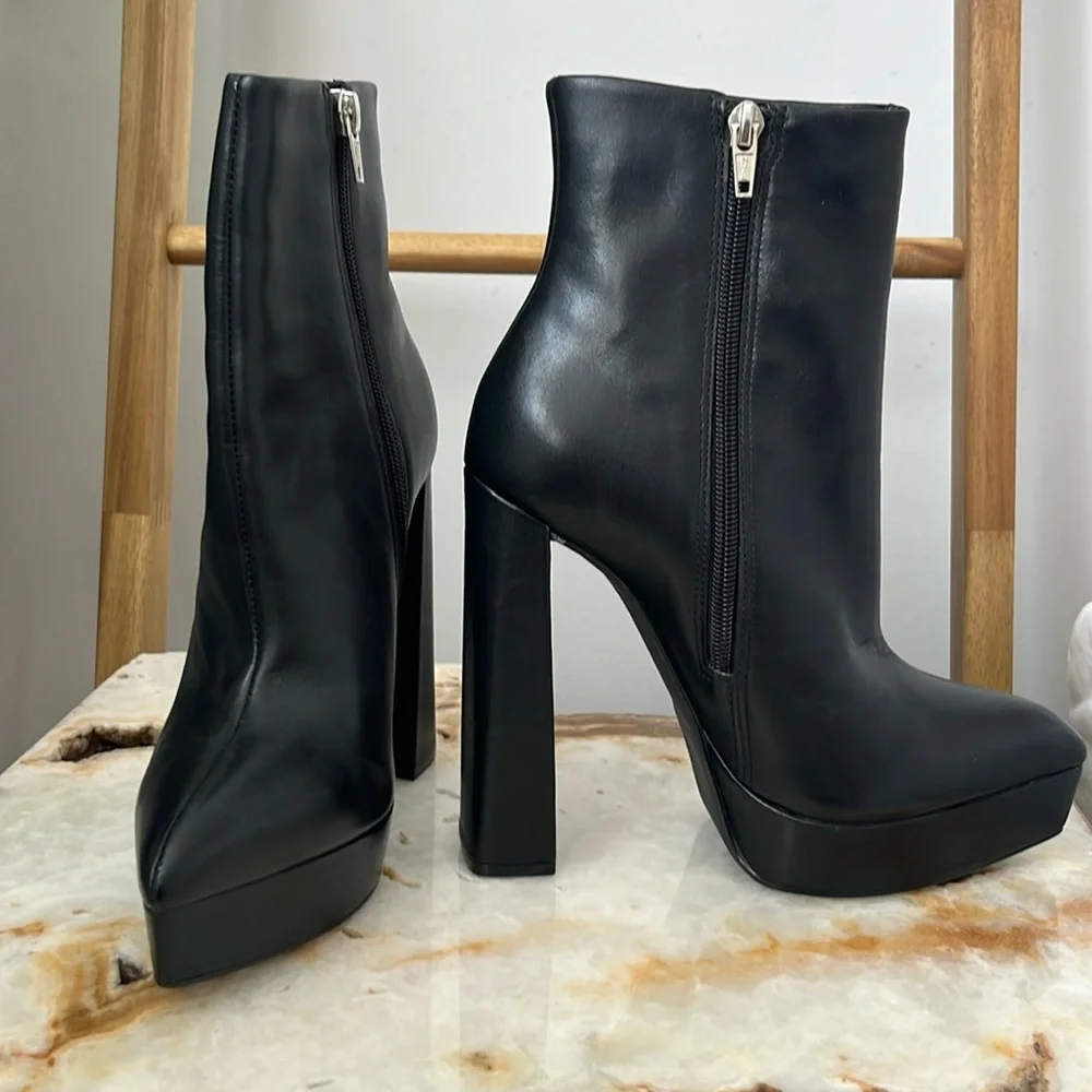 Steve Madden Black Platform Ankle Boots